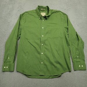 Eddie Bauer XL Green Plaid Button Down‎ Long Sleeve Wrinkle Resistant Shirt